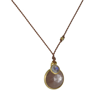 Margaret Solow - Chocolate Moonstone and Rainbow Moonstone Necklace