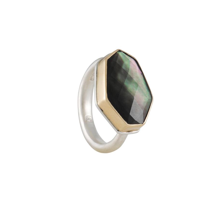 SALE - Crystal over Mother of Pearl Ring