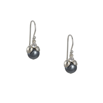 Sarah Richardson - Berry Bloom Earrings with Grey Pearl and Zircon