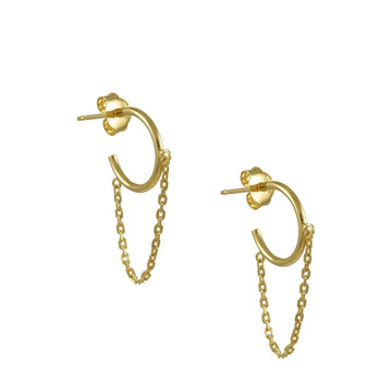 Tashi - Vermeil Hoop with Chain Earrings - The Clay Pot - Tashi - All Earrings, Earring:Hoops, Hoops, vermeil