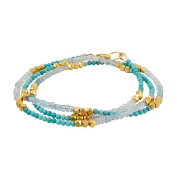 Philippa Roberts - Turquoise Aqua Wrap Bracelet - The Clay Pot - Philippa Roberts - aquamarine, bracelet, color, turquoise, vermeil