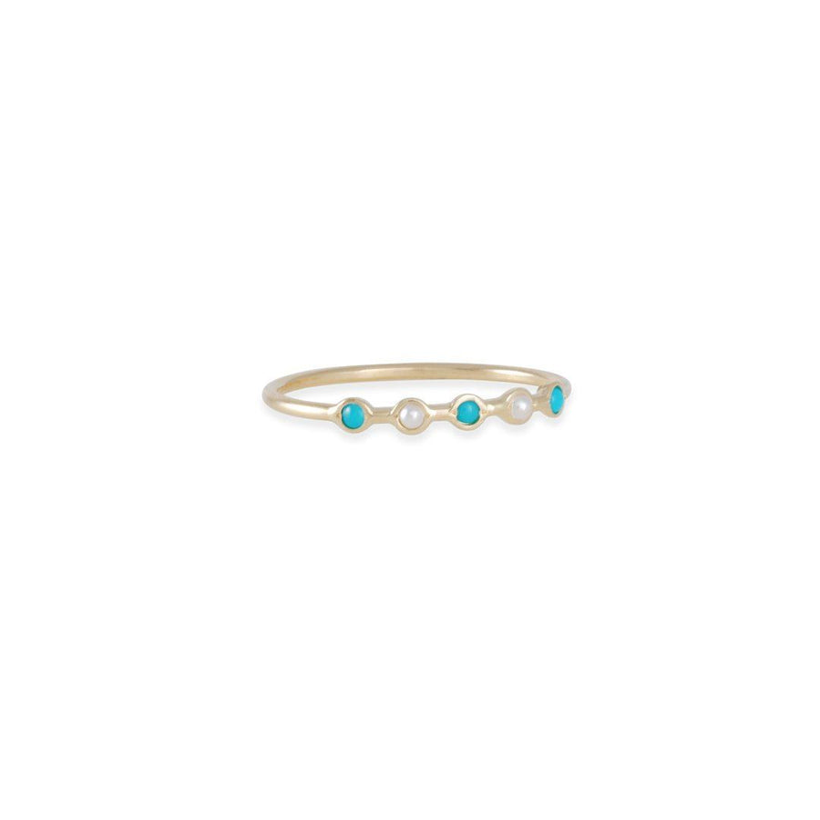 SALE - Pearl and Turquoise Horizon Ring - The Clay Pot - Ariel Gordon - 14k gold, birthstone, pearl, ring, SALE, Size 5.5, turquoise