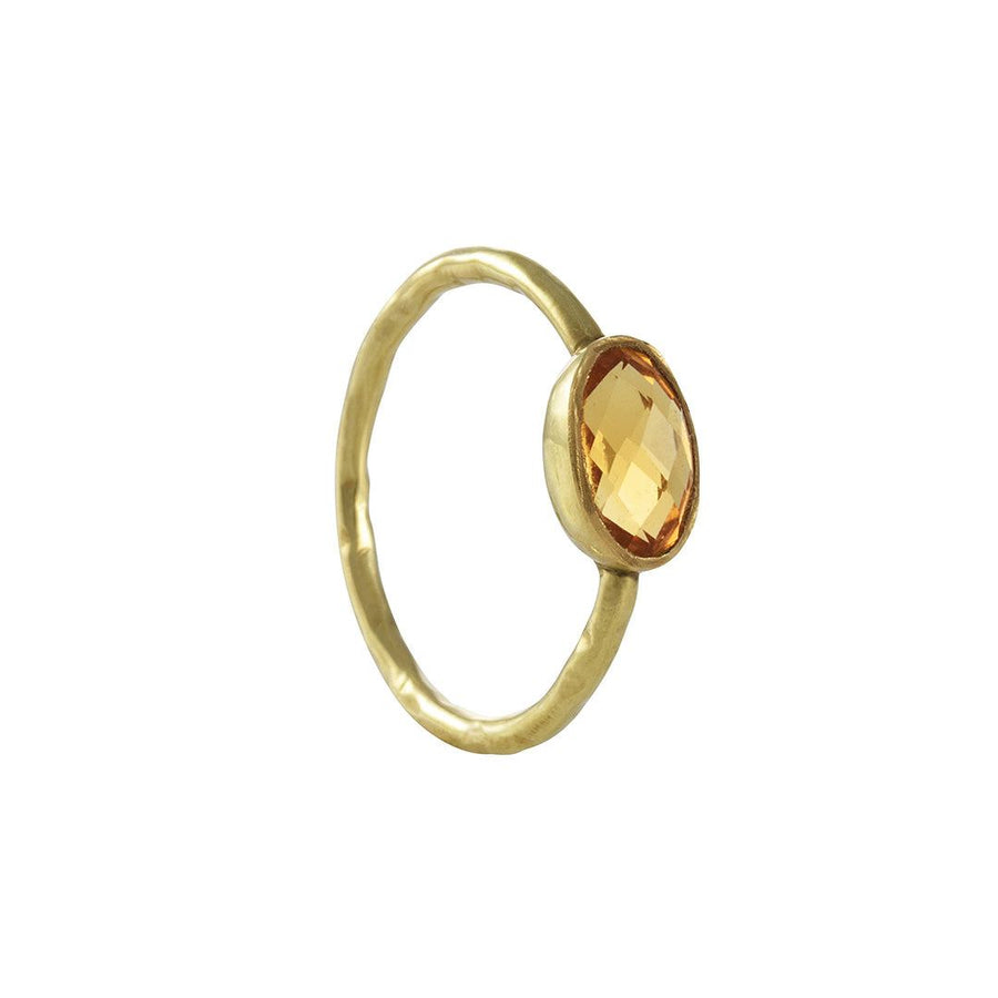 SALE - Oval Citrine Stacking Ring - The Clay Pot - Kothari - 18k gold, citrine, ring, SALE, Size 6