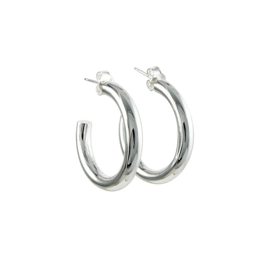 Sterling Silver Thick Hoop Earrings