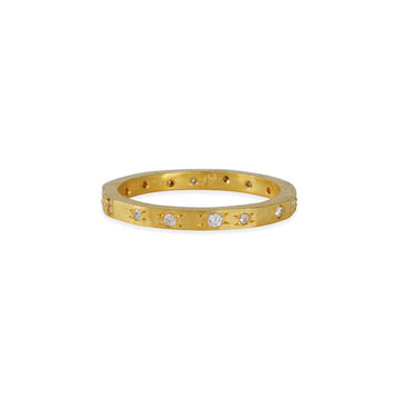 Annie Fensterstock - Hammered Band With Diamonds - The Clay Pot - Annie Fensterstock - 18k gold, classic, Diamond, eternity band, eternityband, eternitybands, ring, Size 6.5, womansband, womansbands, womensweddingbands, womenweddingband