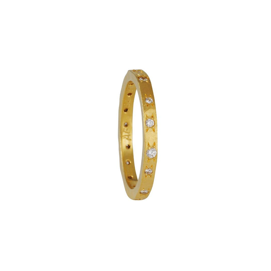 Annie Fensterstock - Hammered Band With Diamonds - The Clay Pot - Annie Fensterstock - 18k gold, classic, Diamond, eternity band, eternityband, eternitybands, ring, Size 6.5, womansband, womansbands, womensweddingbands, womenweddingband