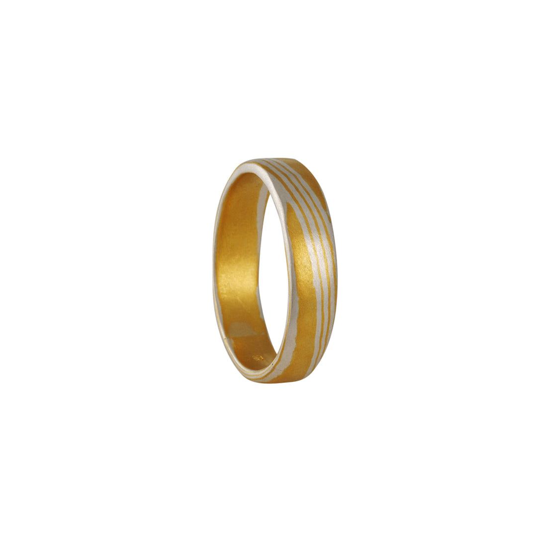 Mokume Men's Wedding Band 18K Tri-Colored Ring | Terra