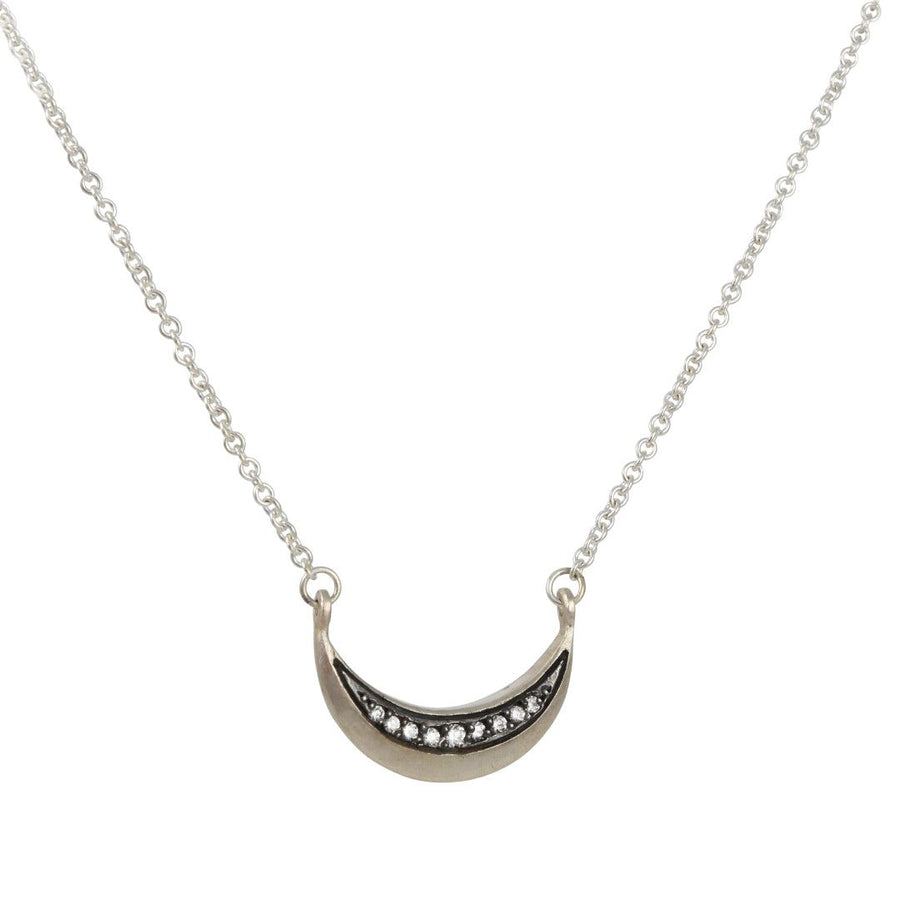 SALE - La Lune Sterling Silver Necklace - The Clay Pot - Sarah Swell - crescent, diamond, moon, Necklace, SALE, sterling silver