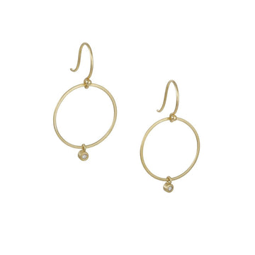 Carla Caruso - Open Circle Earrings with Diamonds - The Clay Pot - Carla Caruso - 14k gold, All Earrings, classic, dangle earrings, diamond, splurge