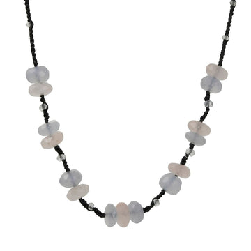 Danielle Welmond - Chalcedony and Rose Quartz Stationed Necklace - The Clay Pot - Danielle Welmond - chalcedony, necklace, rosequartz