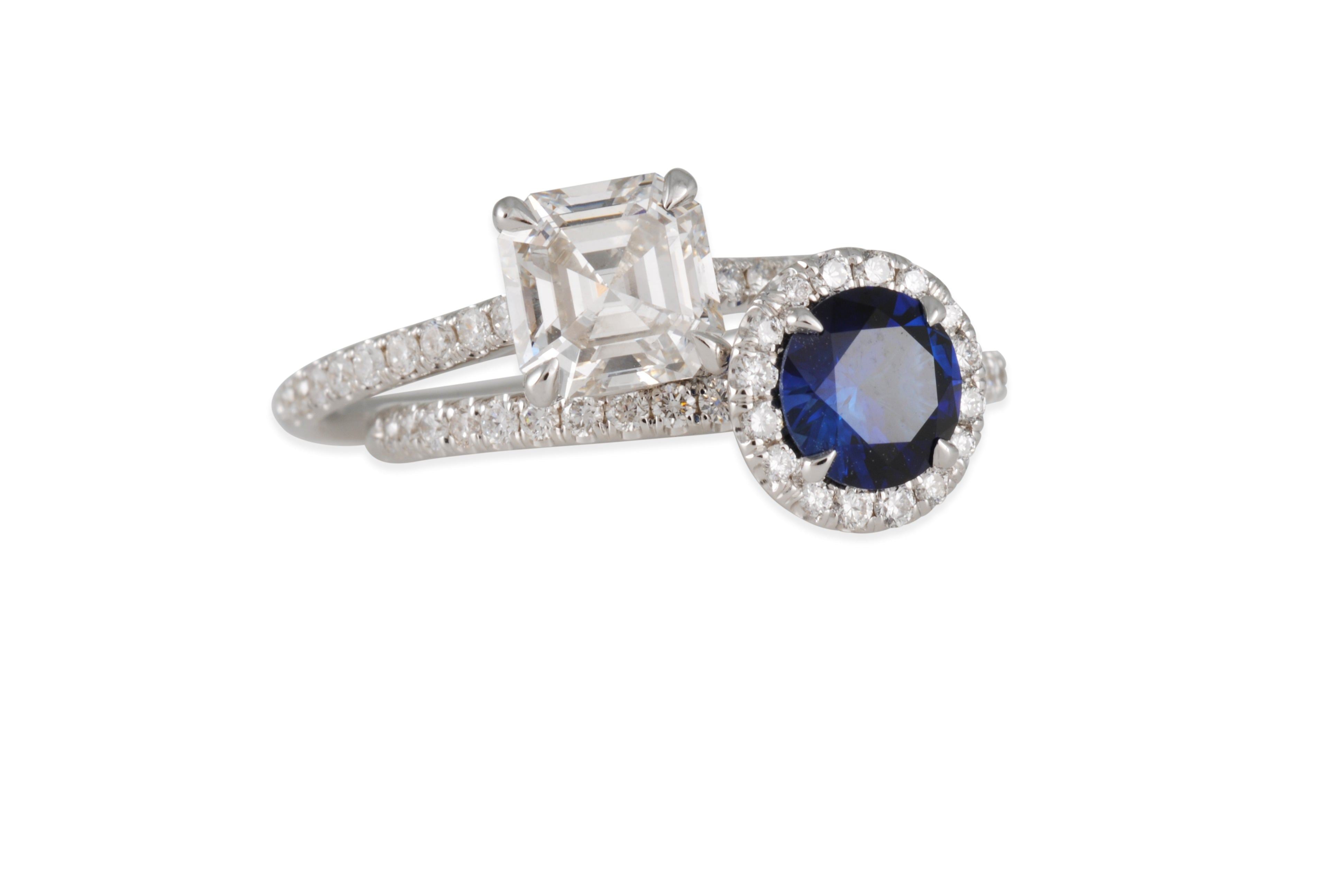 Cp Collection - Small Halo Martini Setting with Blue Sapphire