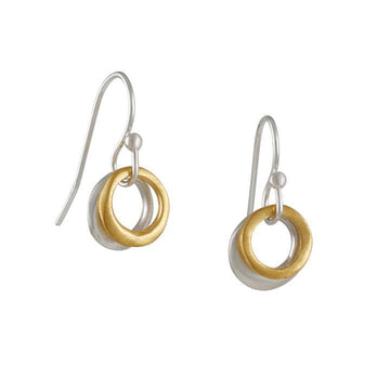Philippa Roberts - Two Circle Mixed Metal Earrings - The Clay Pot - Philippa Roberts - All Earrings, d, dangle earrings, Mixed Metal, Sterling Silver, Style:Dangle Earrings, vermeil