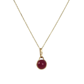 Shaesby - 8mm Ruby Dewdrop Necklace with Diamond Accent bail