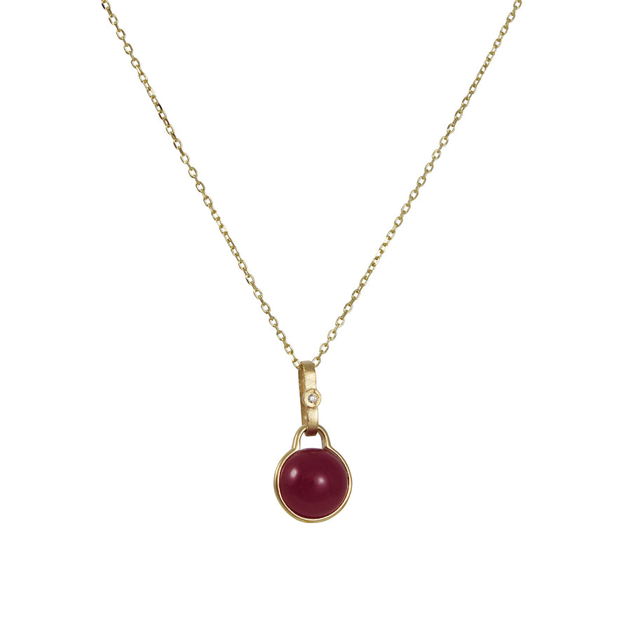 Shaesby - 8mm Ruby Dewdrop Necklace with Diamond Accent bail
