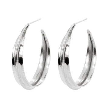 Ladha Jewelry – Silver Large Sahara Ridge Hoop Earrings
