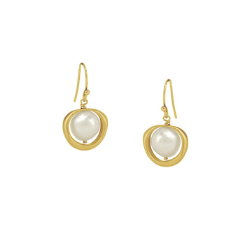 Philippa Roberts - Organic Circle Earrings with Pearl in Vermeil