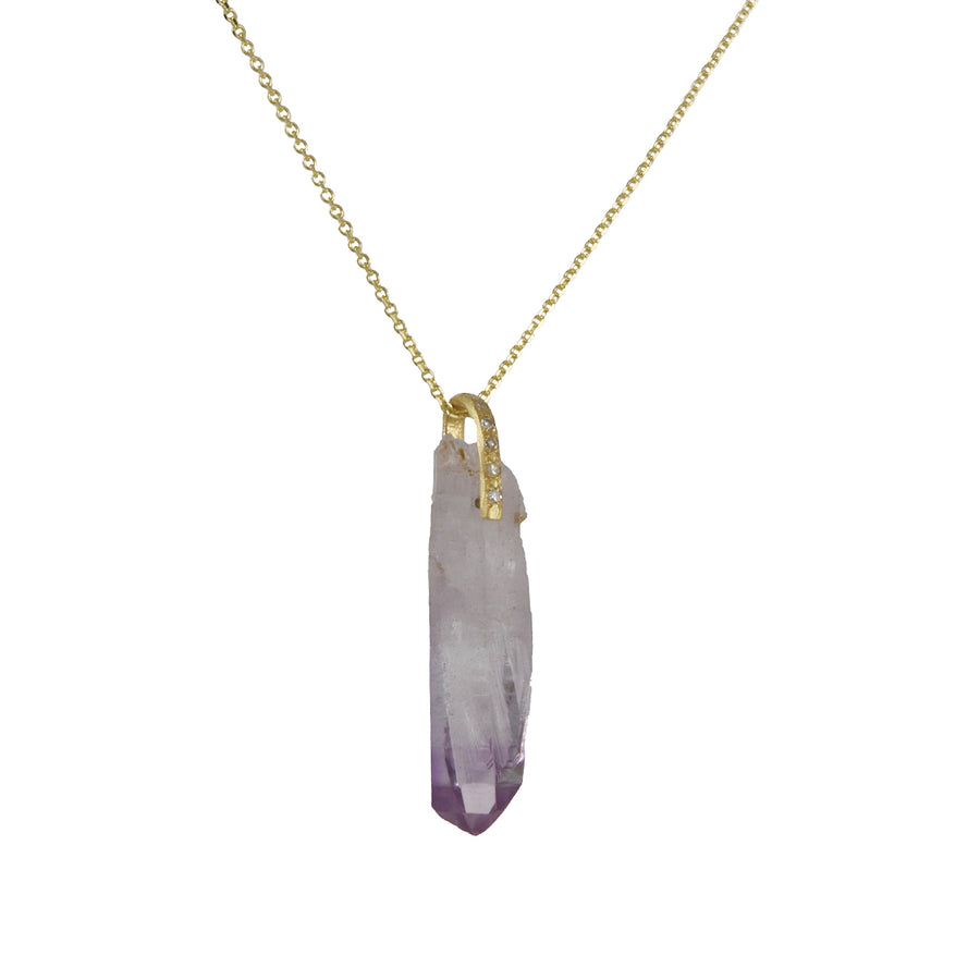 Monaka - Amethyst Crystal Necklace with Diamond Bale