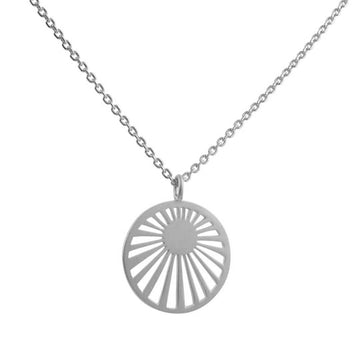 Tashi - Sun Ray Disc Necklace in Sterling Silver