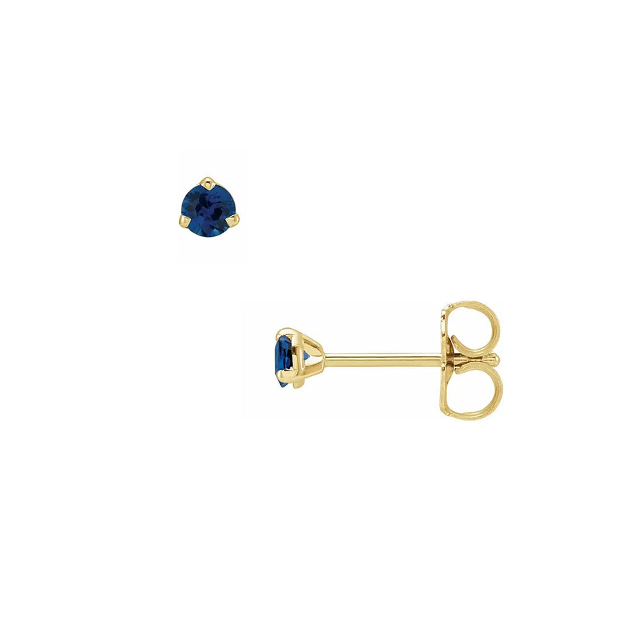 Cp Collection - 3mm Blue Sapphire Stud Earrings in 14k Yellow