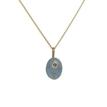 Monaka - Aquamarine pendant with Blue Sapphire Detail