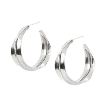 Ladha Jewelry – Silver Medium Sahara Ridge Hoop Earrings