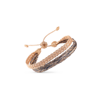 Maaÿaz – Duo Zyn + Mini arrow Bracelet in Peach Gold with Walnut and Peppercorn