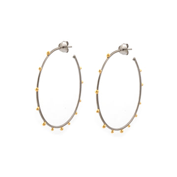 Manjusha – Rhodium and Gold Dot Hoops (Vermeil)