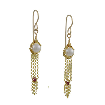 Kate Winternitz – Priya Akoya Pearl & Ruby Earrings