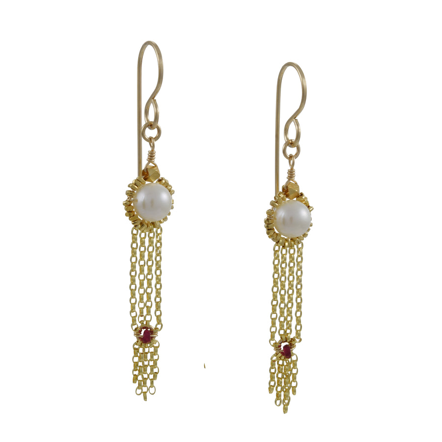 Kate Winternitz – Priya Akoya Pearl & Ruby Earrings