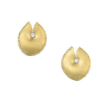 Michael Banzhaf - Lilypad Stud Earrings Diamond and 18ky