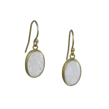 Monica Marcella – White Plume Agate Oval Earrings