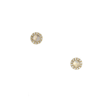 Liven Co – Moonstone and Diamond Halo Stud Earrings