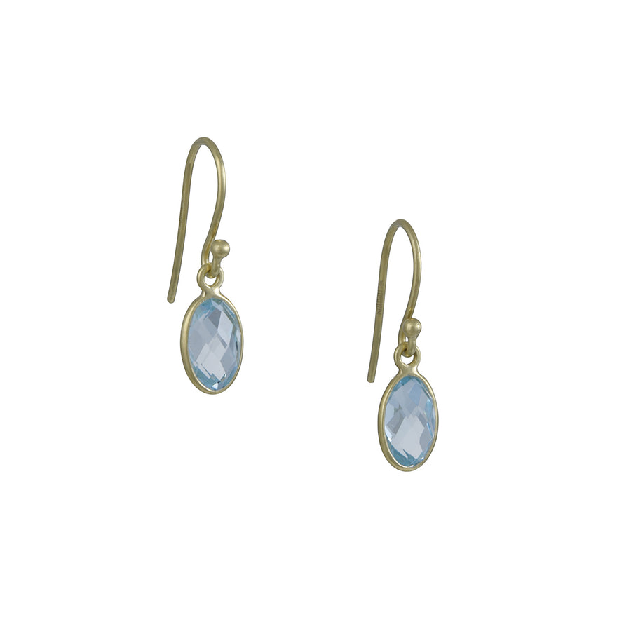 Kothari - Tiny Oval Earrings in Blue Topaz