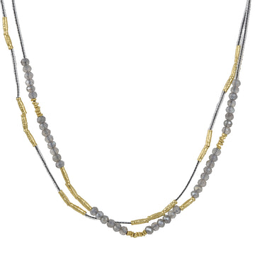 Debbie Fisher – Double Strand Labradorite & Seed Bead Necklace (30