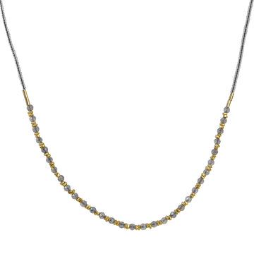 Debbie Fisher - Clear Seed Beads with Gold Vermeil and Labradorite Necklace