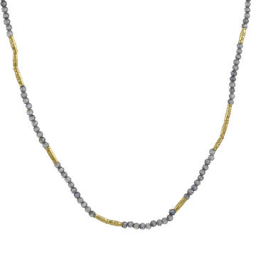 Debbie Fisher – Blue Mystic Quartz Necklace with Long Beads