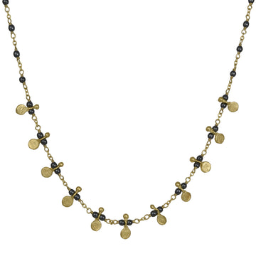 Manjusha – Pyrite Egyptian Beaded Chain with Gold Discs (Vermeil)