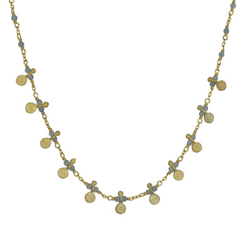 Manjusha – Chalcedony Egyptian Beaded Chain with Gold Discs (Vermeil)