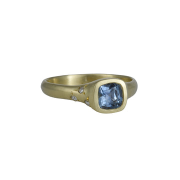 Monica Marcella - Cushion Cut Montana Sapphire Ring with Diamond Constellation