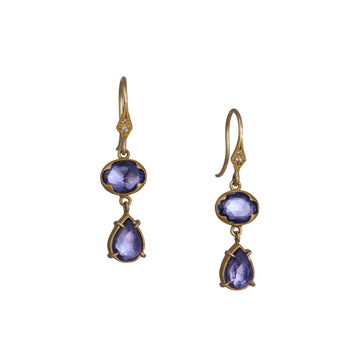 Annie Fensterstock – Double Sapphire with Diamond Accent Earrings
