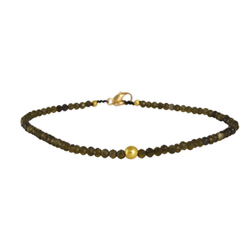 Margaret Solow – Pyrite Beaded Bracelet with 18k Gold Bead
