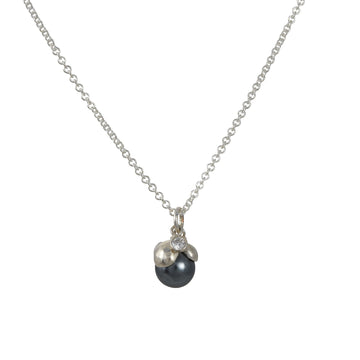 Sarah Richardson - Berry Bloom Pendant with Grey Pearl and Zircon