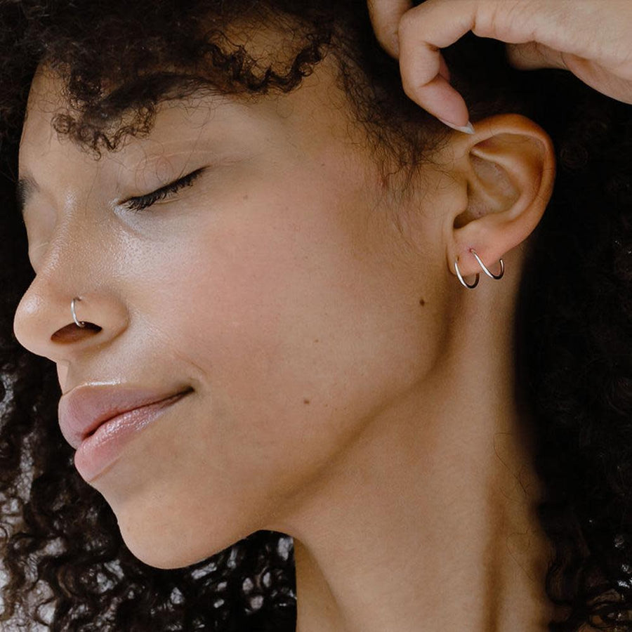 Adorn512 - Medium Twist Silver Earrings