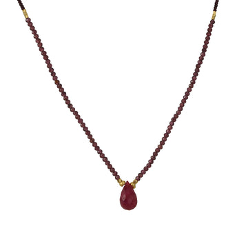 Debbie Fisher - Ruby Briolette Drop Necklace with Garnet Necklace