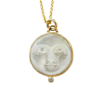 Halcyon - Mother of Pearl Lunerian Pendant Necklace with Diamond Accent