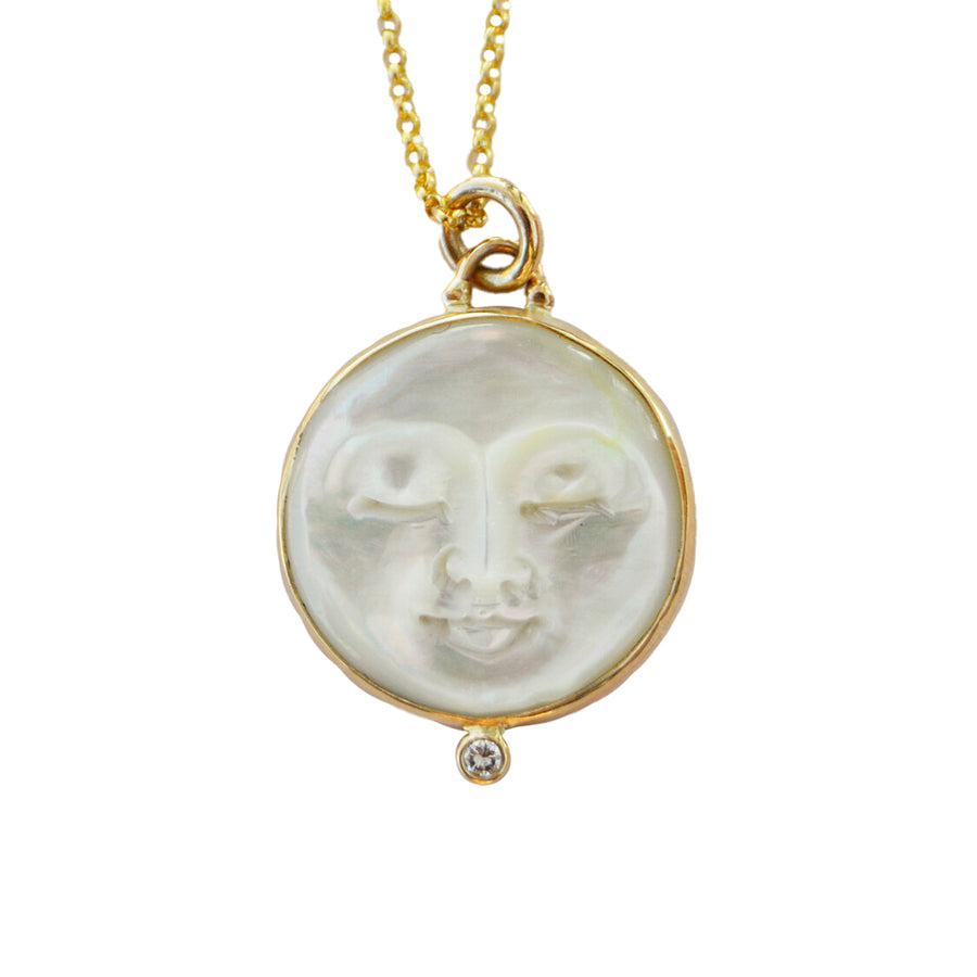 Halcyon - Mother of Pearl Lunerian Pendant Necklace with Diamond Accent