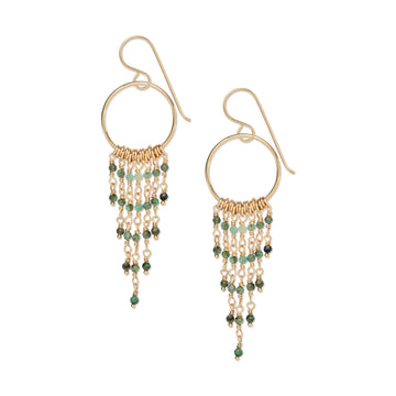 Kate Winternitz - Gradient Emerald Circle Fringe Earrings