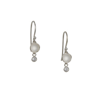 Sarah Richardson - Medium Pod Drop Earrings with Zircon in Sterling Silver