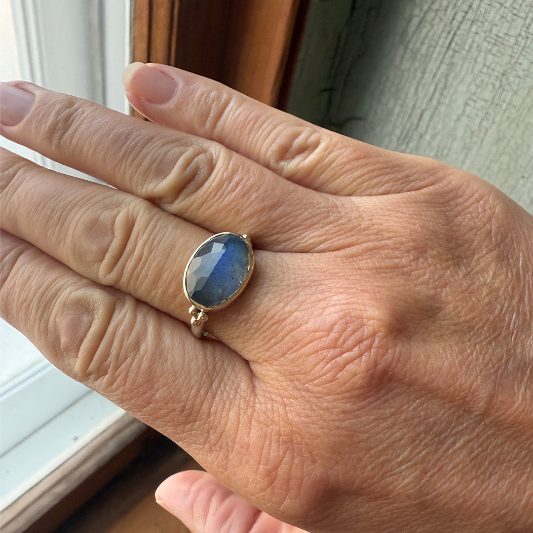 Emily Amey - Rose cut Labradorite Ring – The Clay Pot