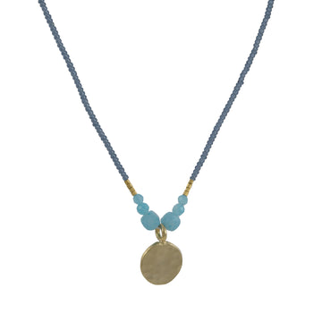 Debbie Fisher - Gold Hammered Medallion with Amazonite Necklace